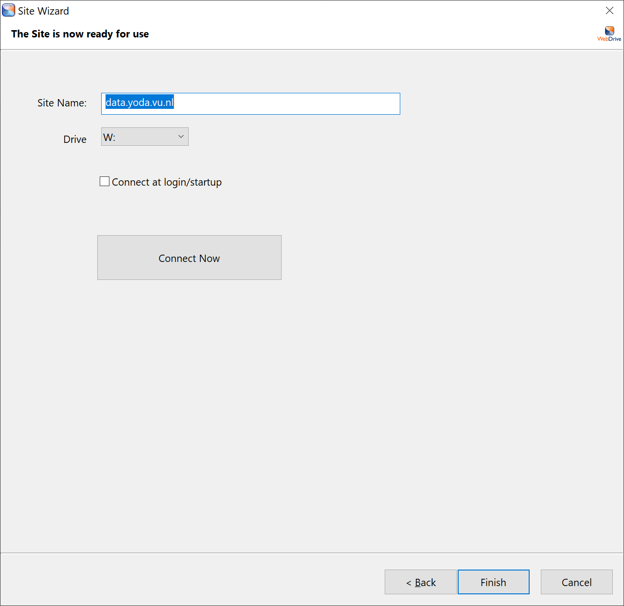Screenshot WebDrive: ready